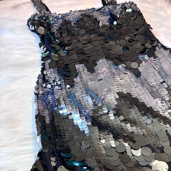 NWT Lulus Disco Aura Silver and Grey Paillette Sequin Bodycon Mini Dress - Picture 5 of 7